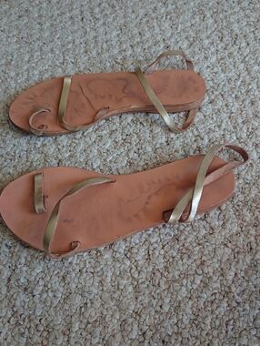 Ancient Greek Sandals Apli Eleftheria metallic-effect leather sandals size 6.5